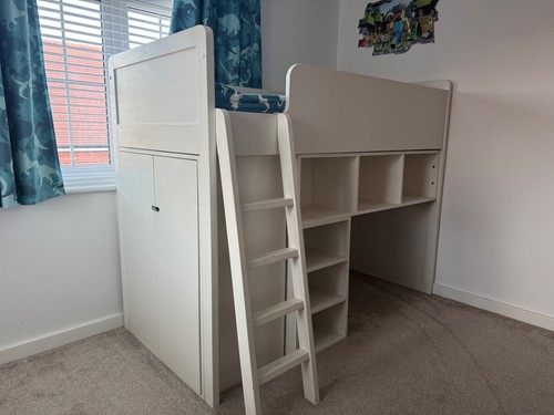 White loft bed with storage - white,