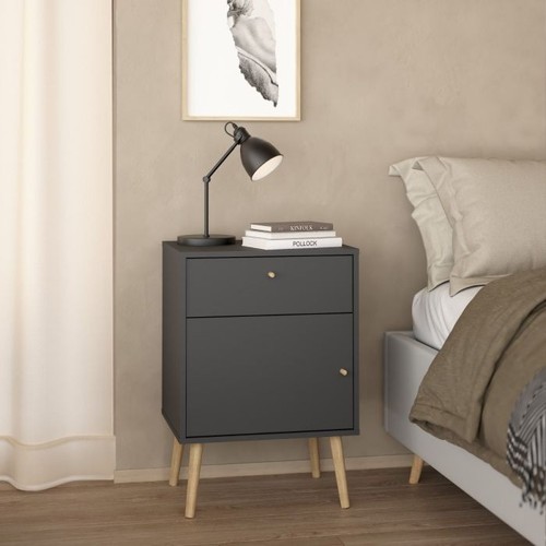 Dark grey bedside table - grey,